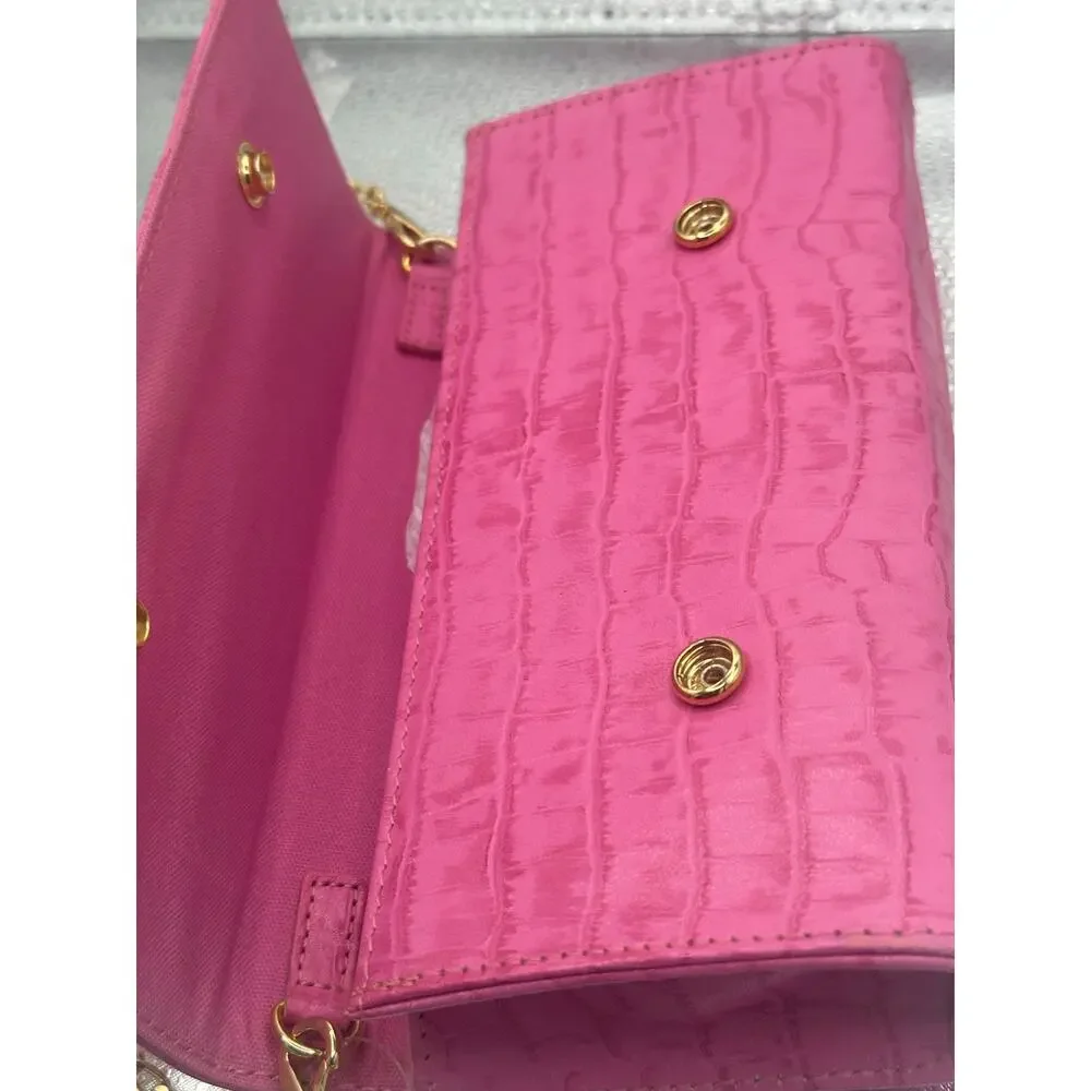 Samantha Thavasa Pink Croc-Embossed Chain Clutch | Sony PSP Official SCEI Collab
